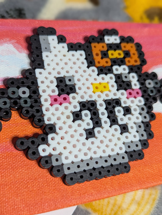 Spooky Bow Cat Ghost 4x6 Perler Painting