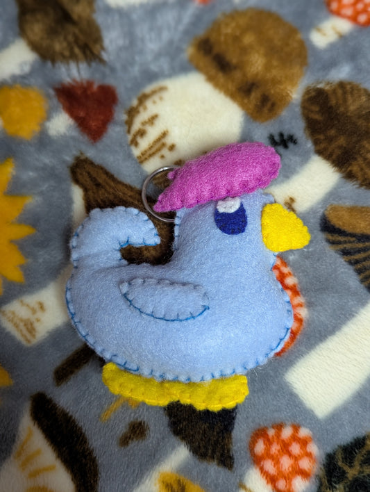 Blue Chicken Plush Keychain