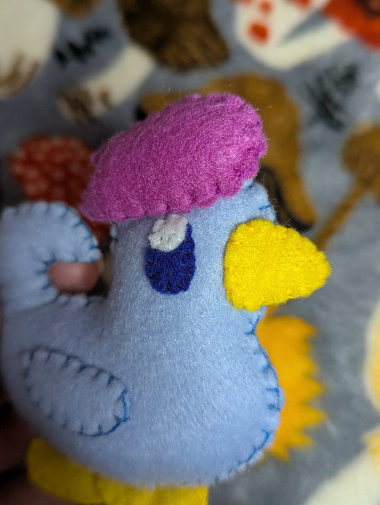 Blue Chicken Plush Keychain