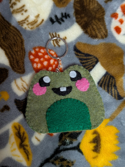 Happy Frog Felt Keychain