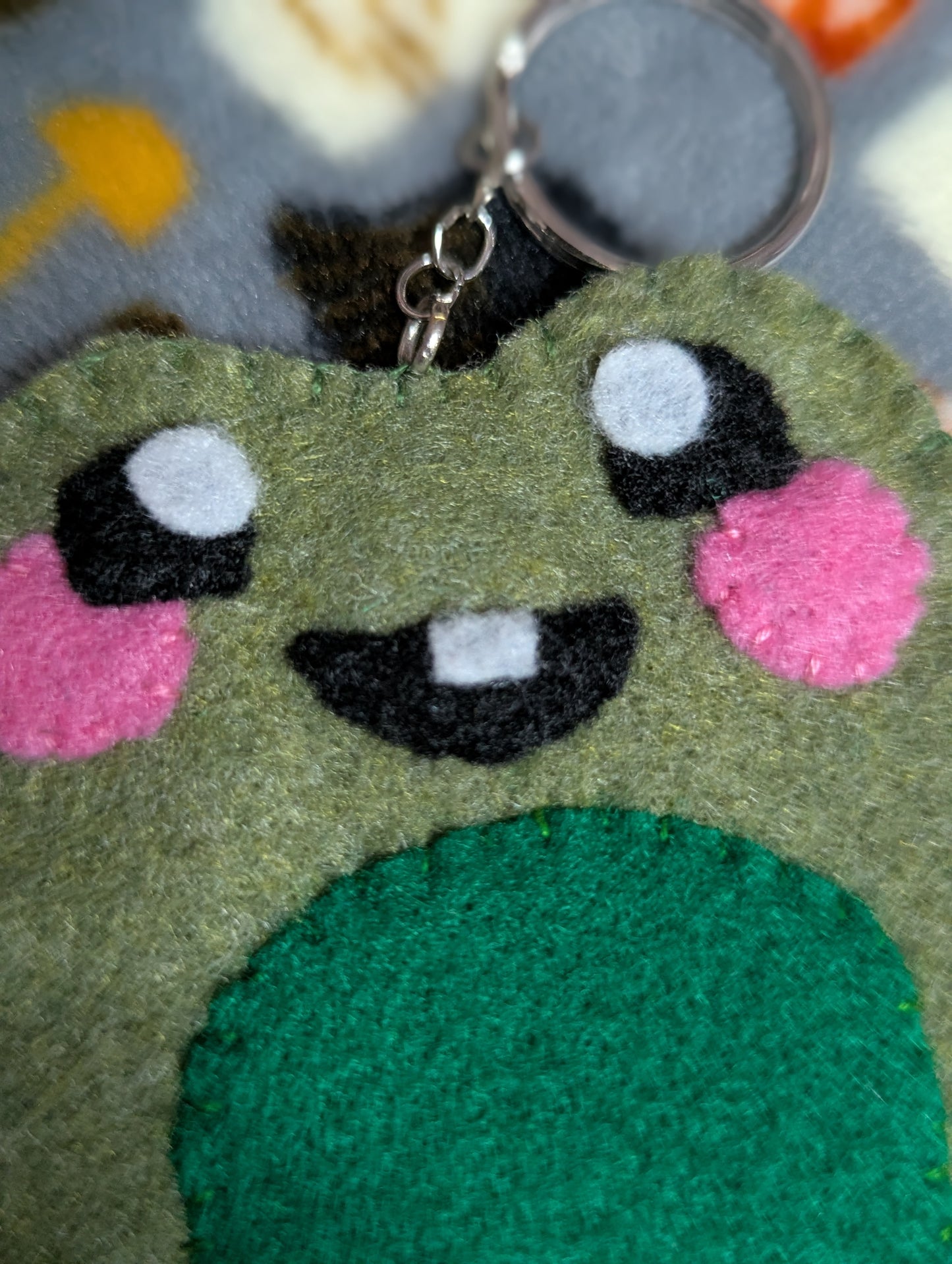 Happy Frog Felt Keychain