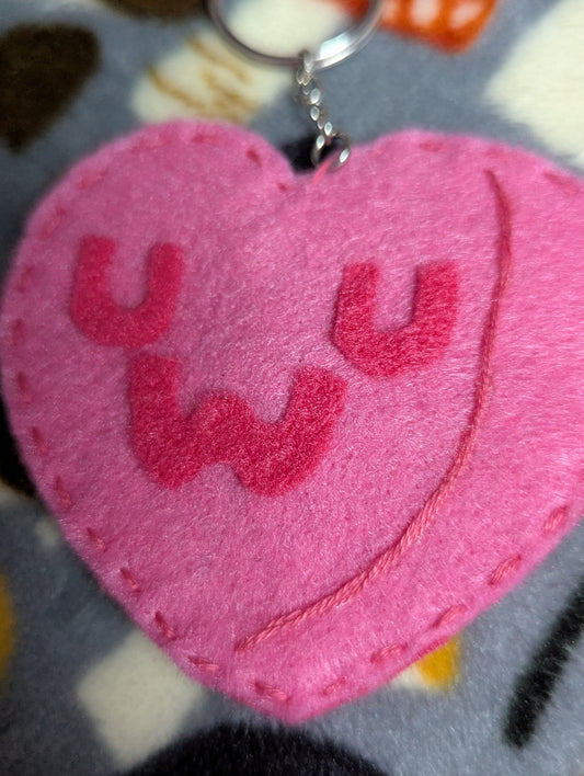UwU Heart Candy Felt Keychain