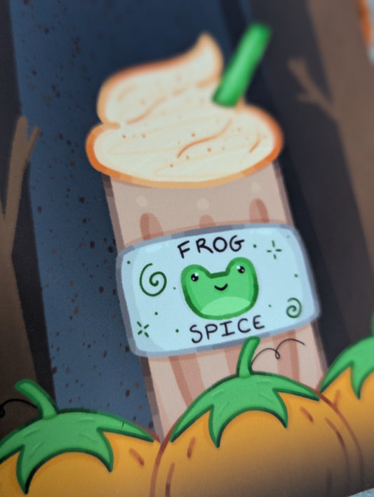 "A Cozy Sip in the Woods" Art Print