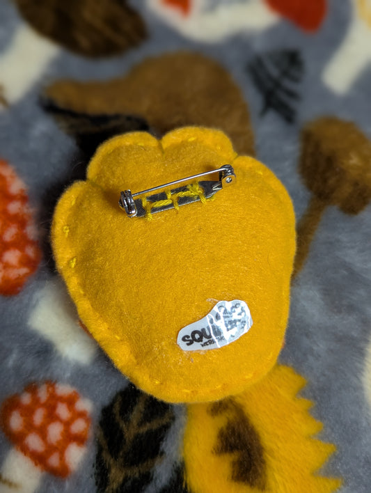 Plush Orange Cat Paw Pin