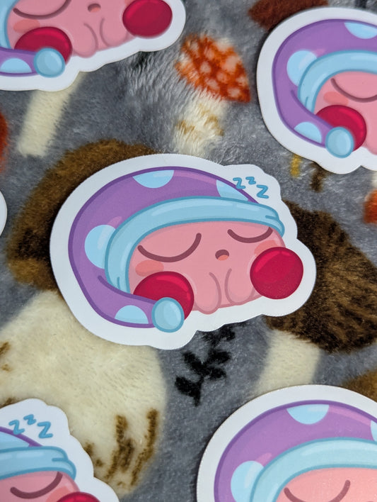 Sleeping Pink Puffball Sticker